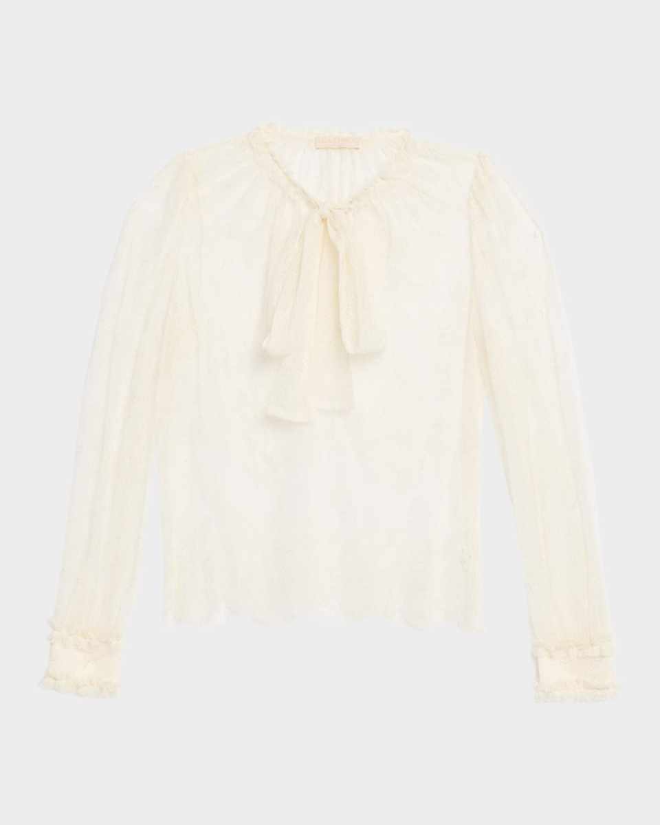 Iliana Lace Neck-Tie Blouse